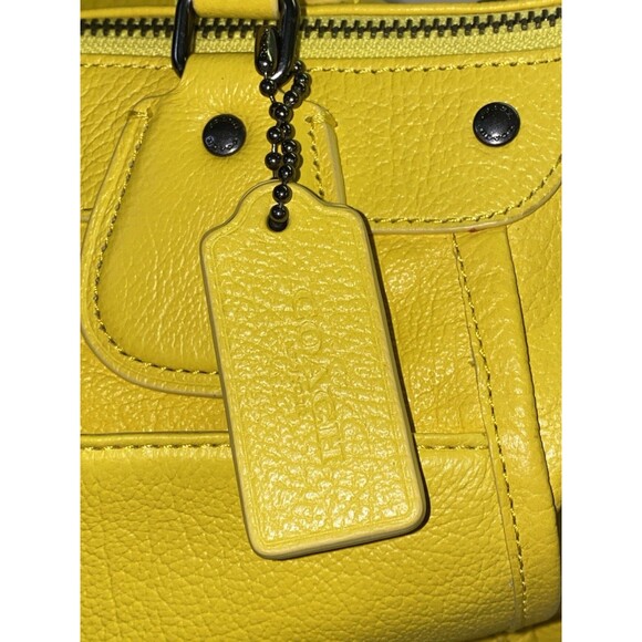 COACH MICKIE GRAIN LEATHER SHOULDER BAG SATCHEL YELLOW #F34040 Easter Ready - Picture 3 of 15